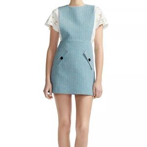 Maje Pinafore Dress The Riopa Mixed Pattern Tweed mini